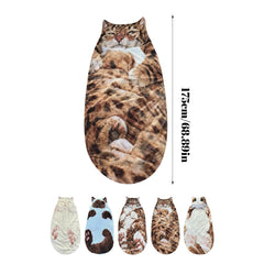 Generic Cat Shaped Plush Sleeping Bag features paw-print details for fun sleepovers
