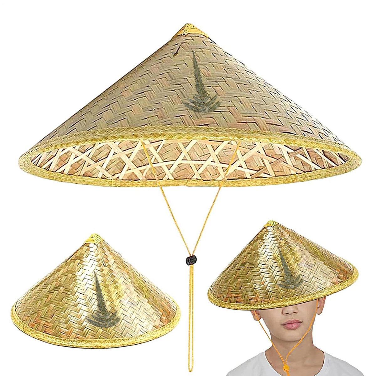 Generic Chinese Straw Hat with 36 cm wide brim for sun protection during outdoor trips.