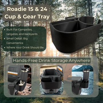 Generic clip-on mount for Roadie lip area keeps gear organized.