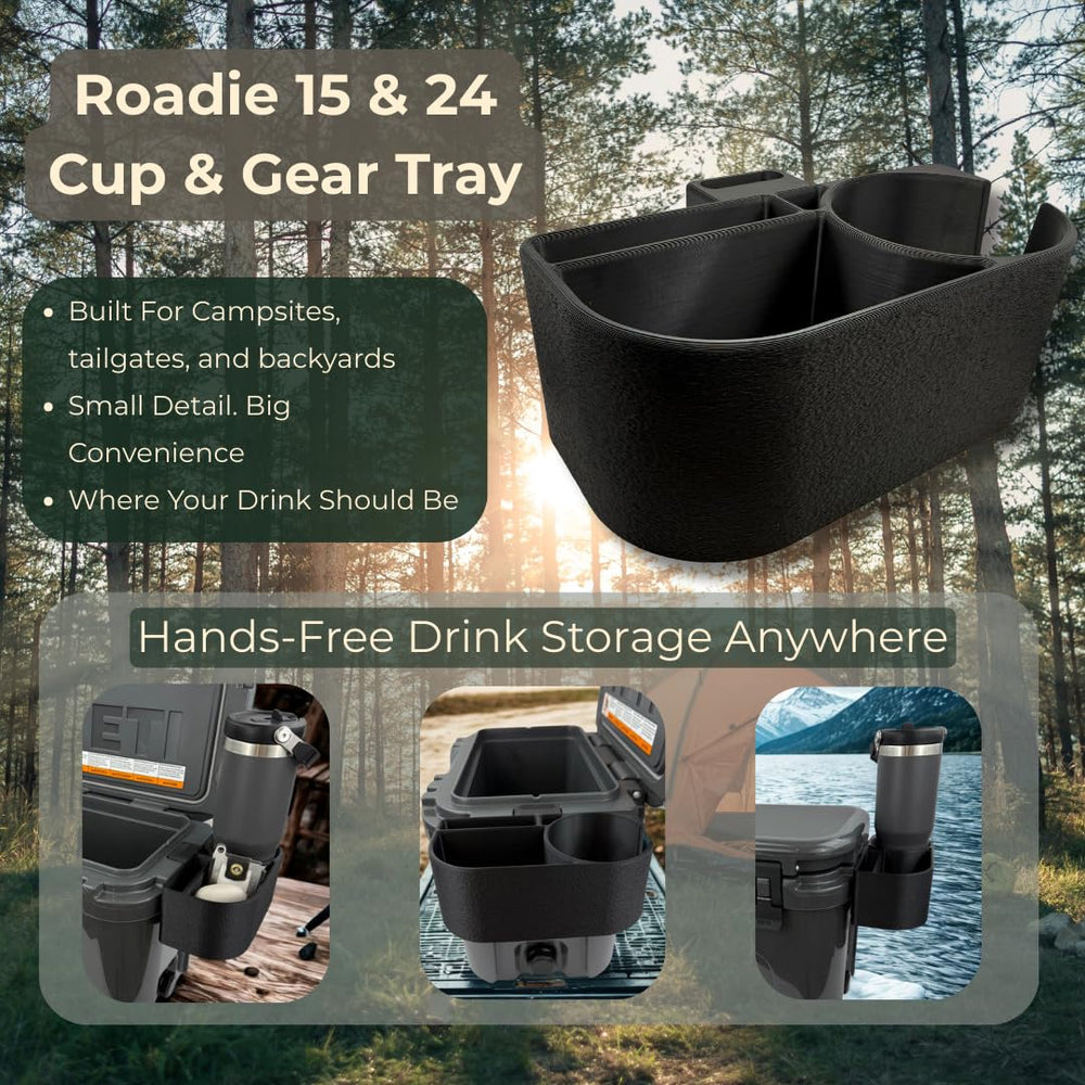 Generic clip-on mount for Roadie lip area keeps gear organized.