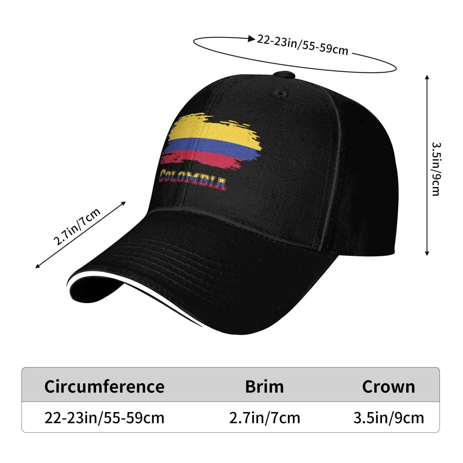 Generic Colombia Flag cap adjustable strap close-up for customizable fit.