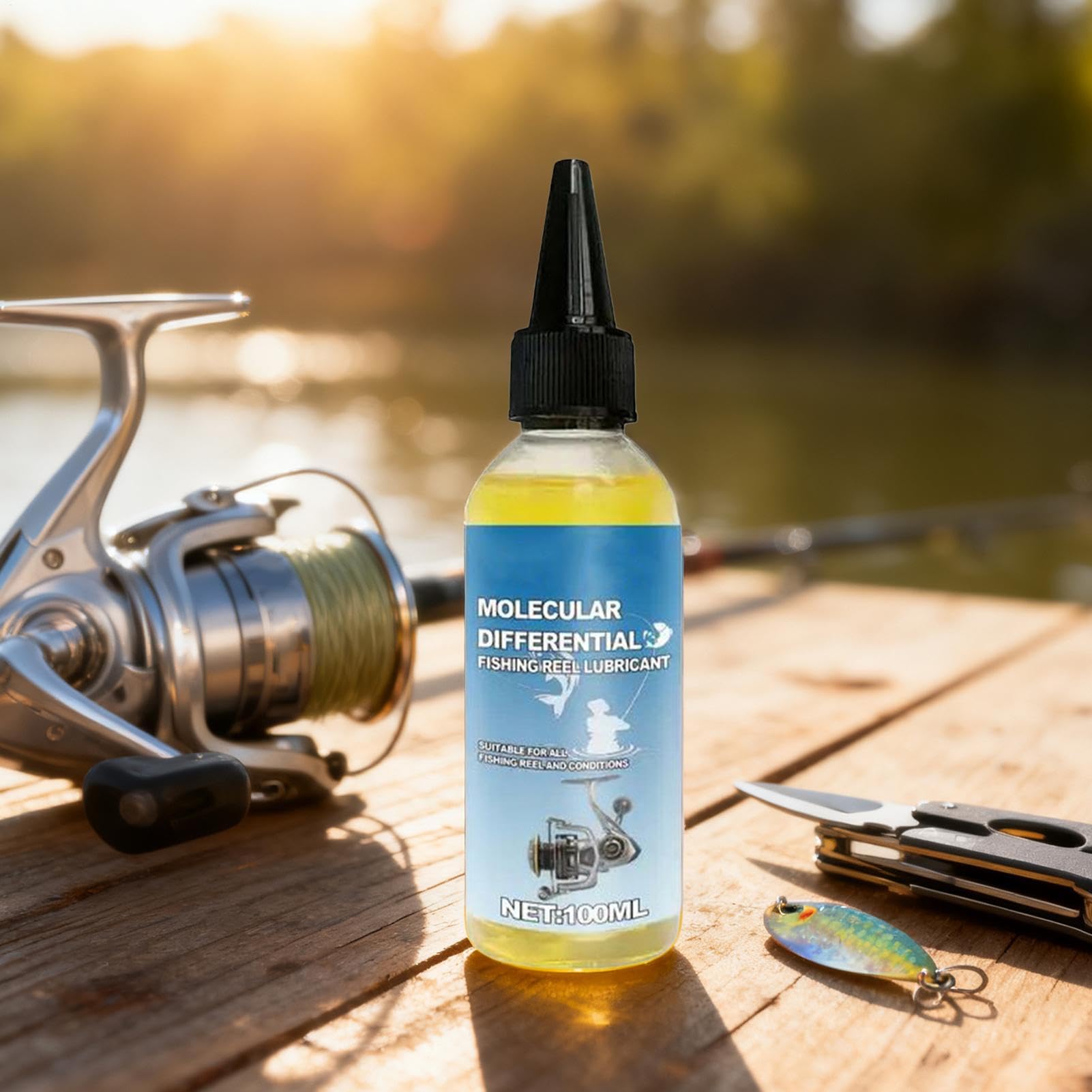 Generic compact bottle design minimizes spills during field maintenance.