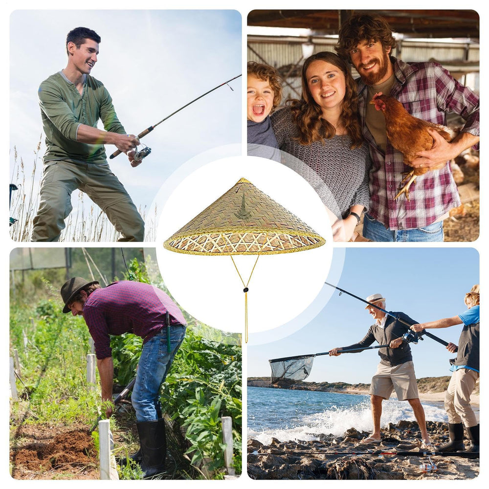 Generic conical hat with durable natural materials supports all-day garden tasks.