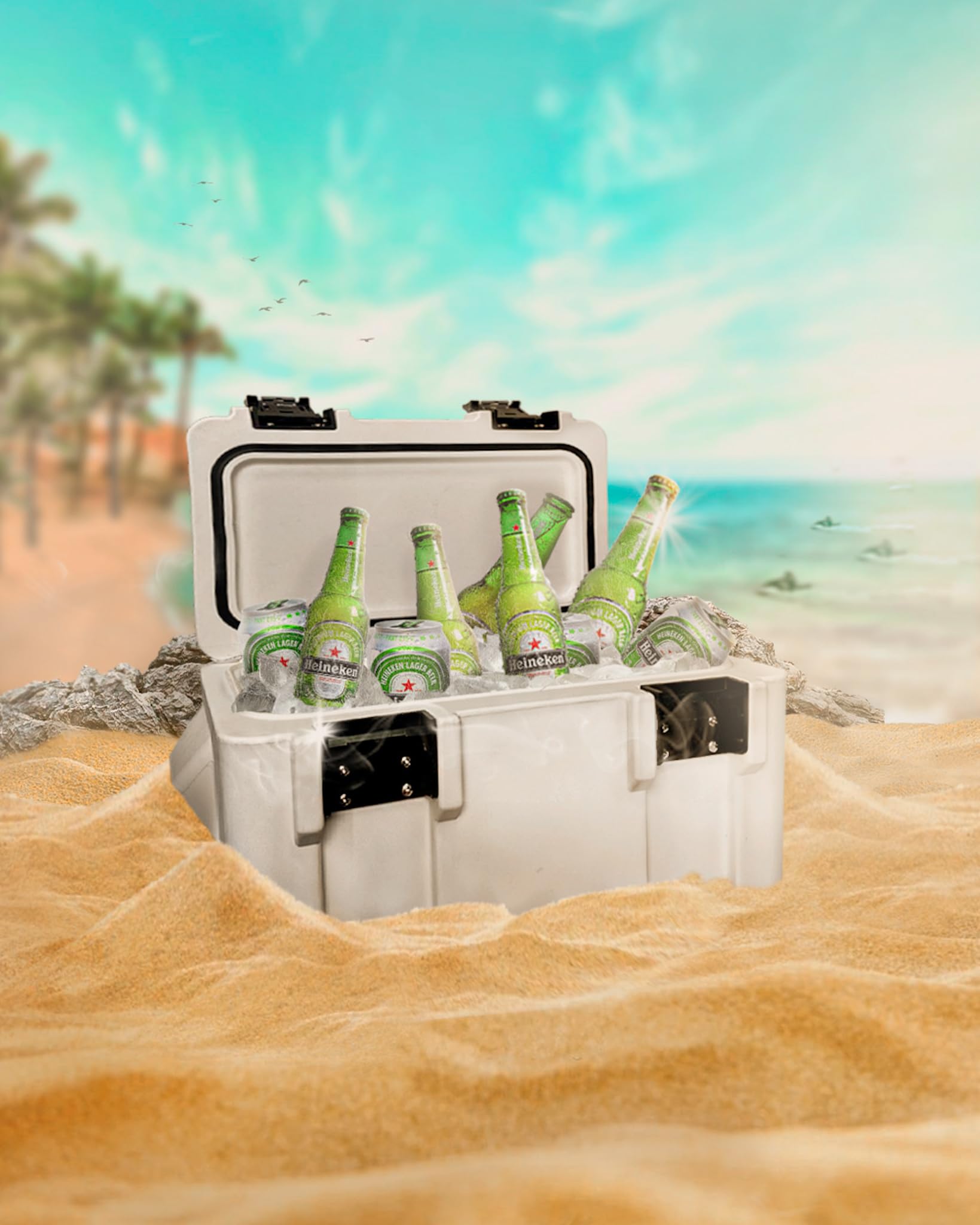 Generic Cooler keeps drinks cold for up to 48 hours on trips.