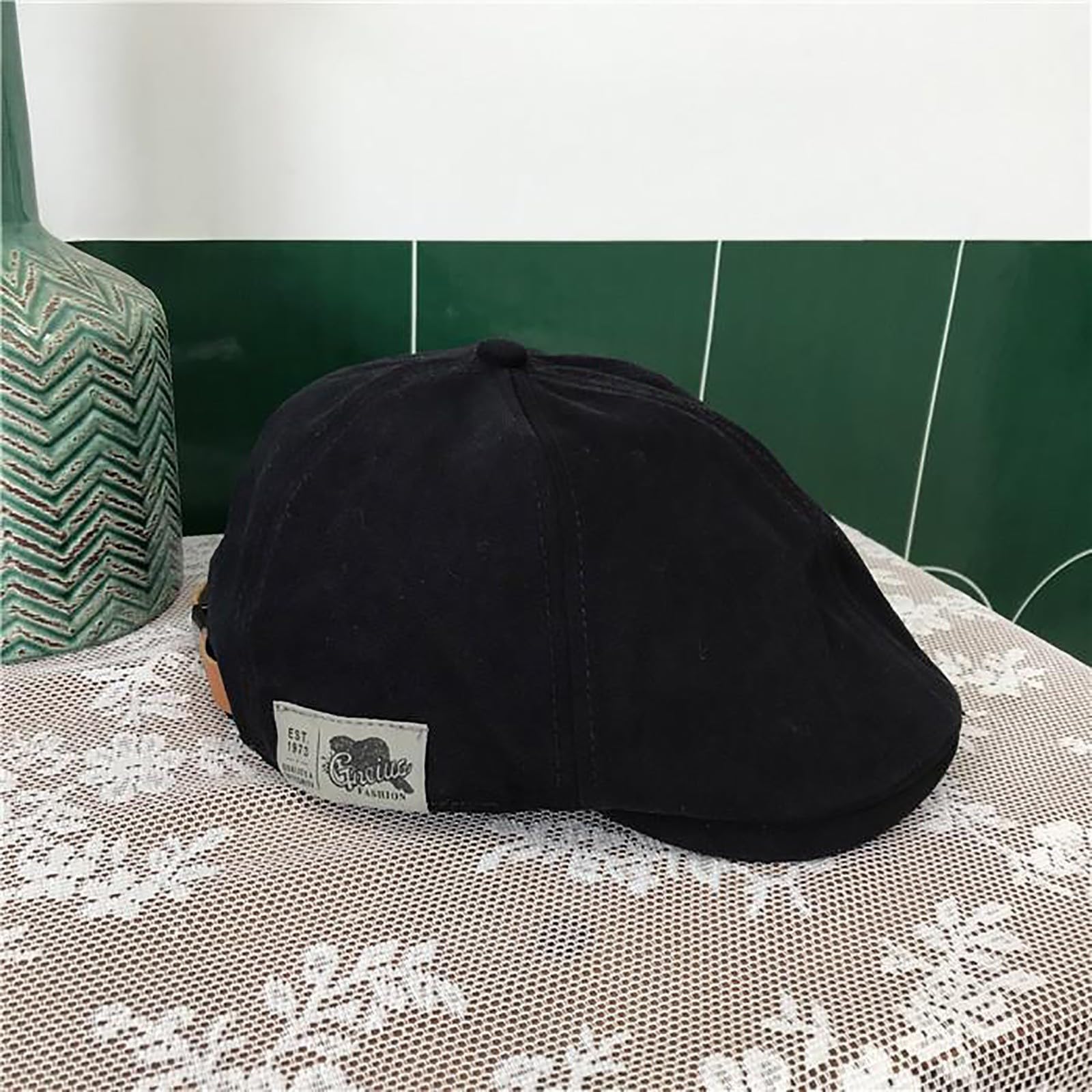 Generic cotton newsboy cap for driving and outdoor use in black