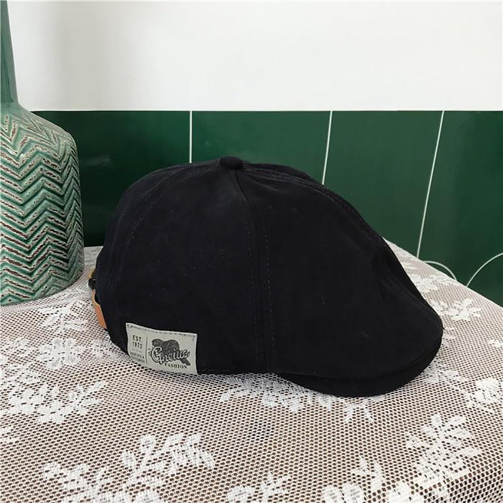 Generic cotton newsboy cap for driving and outdoor use in black