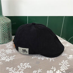 Generic cotton newsboy cap for driving and outdoor use in black