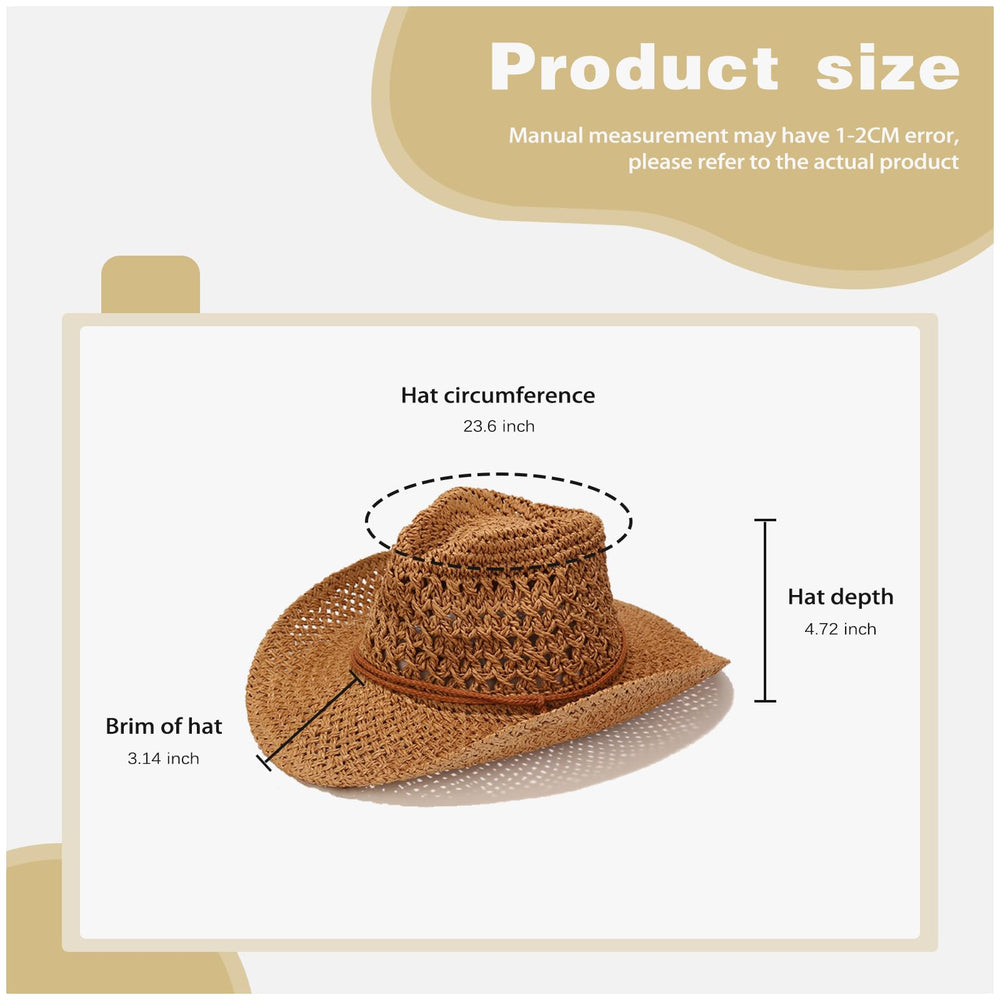Generic cowgirl hat with decorative band adds fashion flair at beach or party.