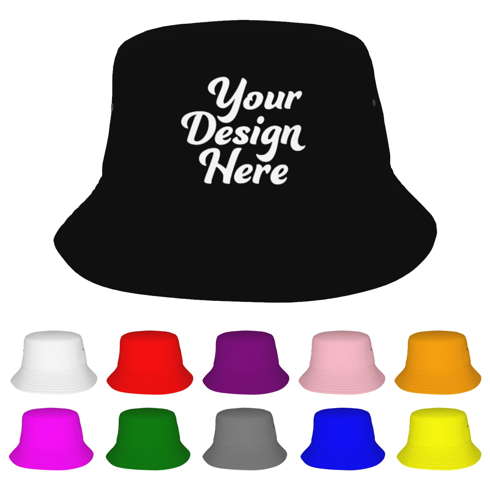 Generic Custom Bucket Hat front view with personalized design area for text or image ideas