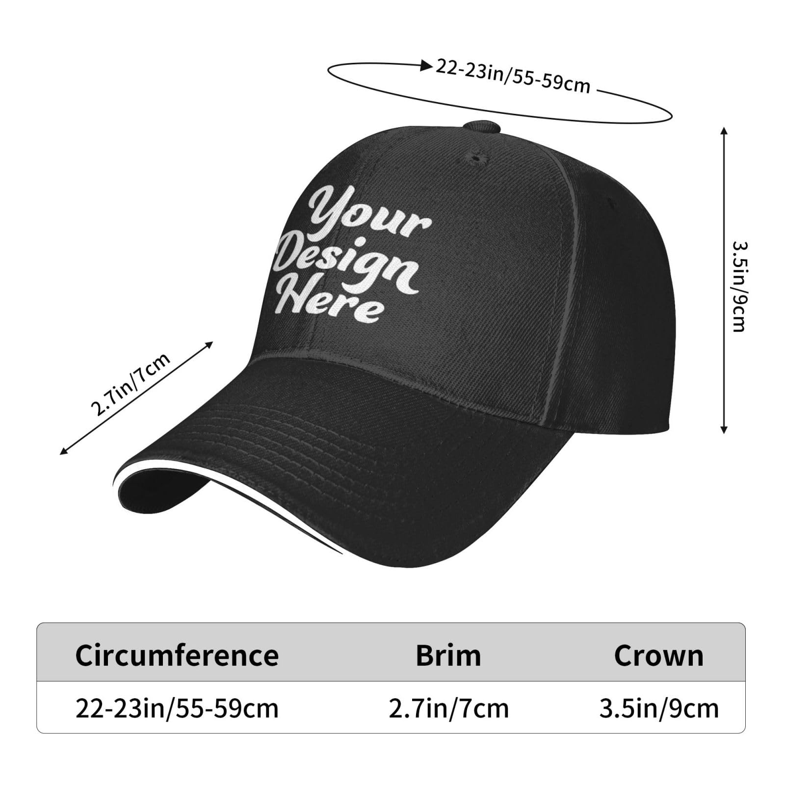 Generic Custom Hats design options showcase text and image customization