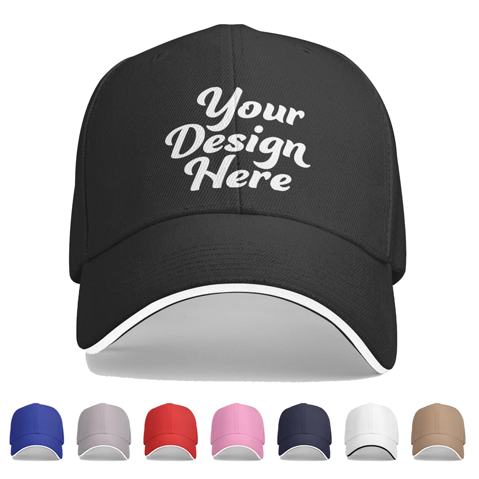 Generic Custom Hats front view shows large front area for logo design