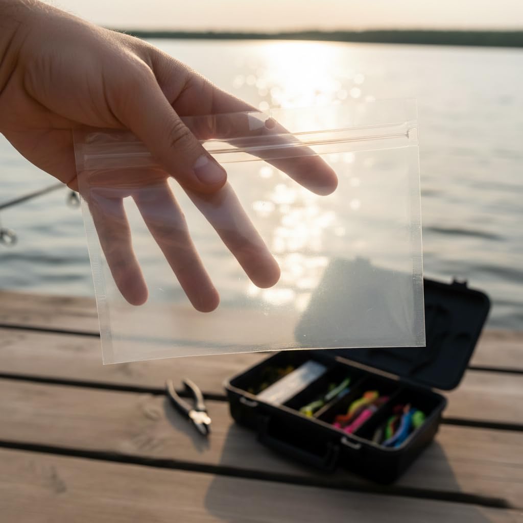 Generic leakproof bags protect items from moisture during fishing trips.