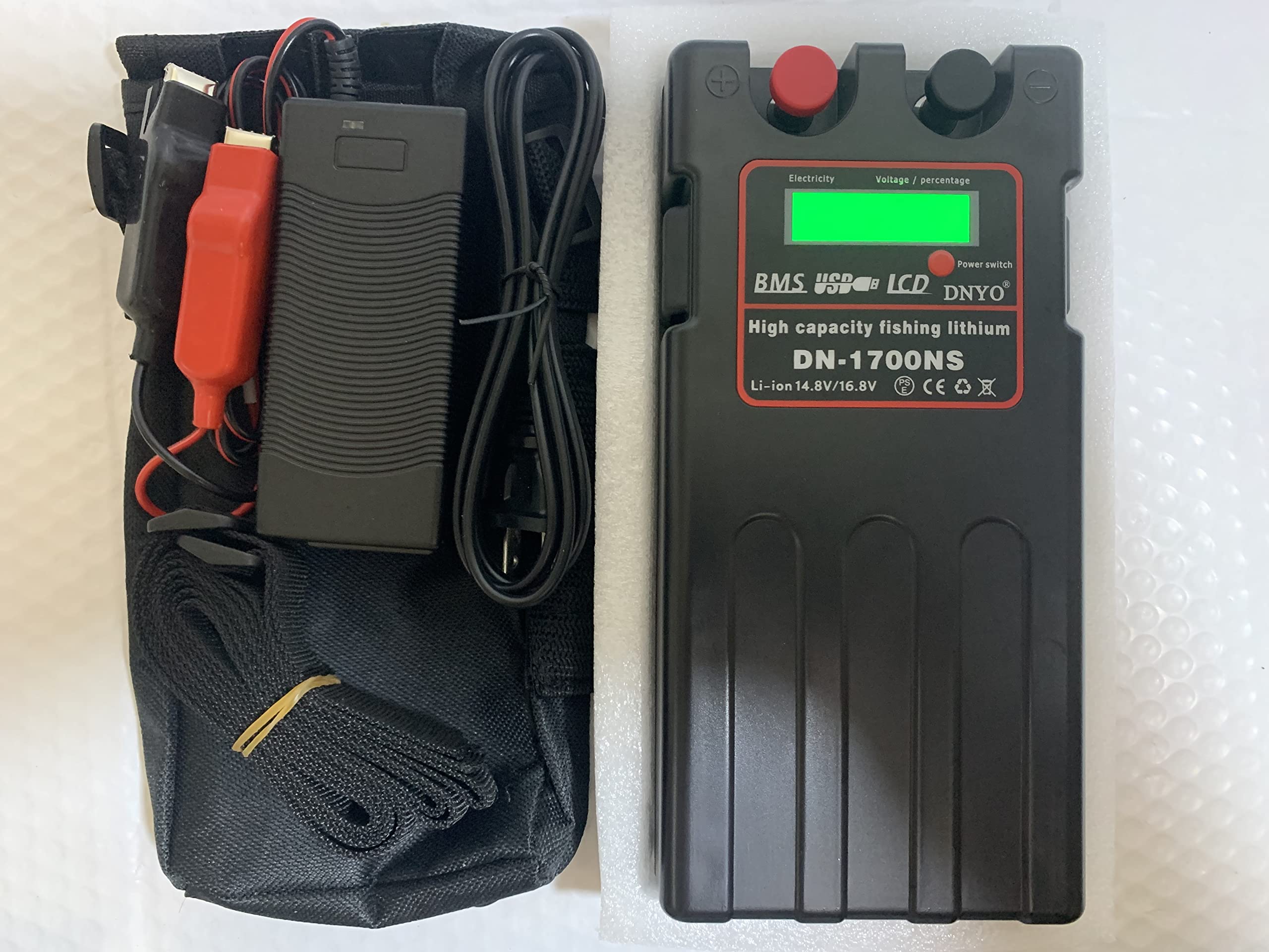 Generic DN-1700NS battery front view highlighting compact design for all-day fishing.