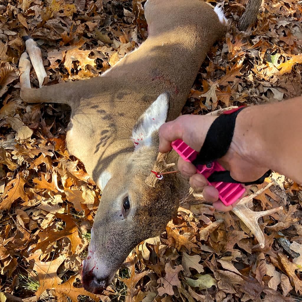 Generic Doe Cuffs loop around leg for secure drag on uneven ground.