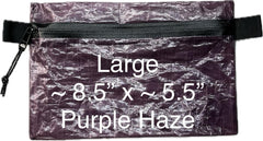 Generic Dyneema zipper pouch large Purple Haze front view, lightweight weatherproof storage for camping and travel.