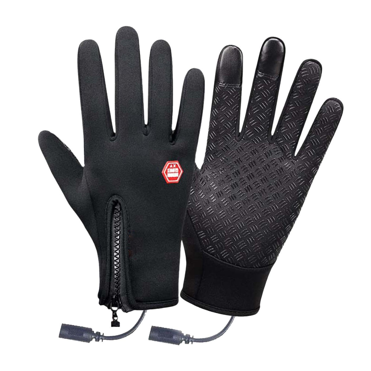 Generic electric heated gloves with touchscreen-friendly fingertips for cold-weather use.