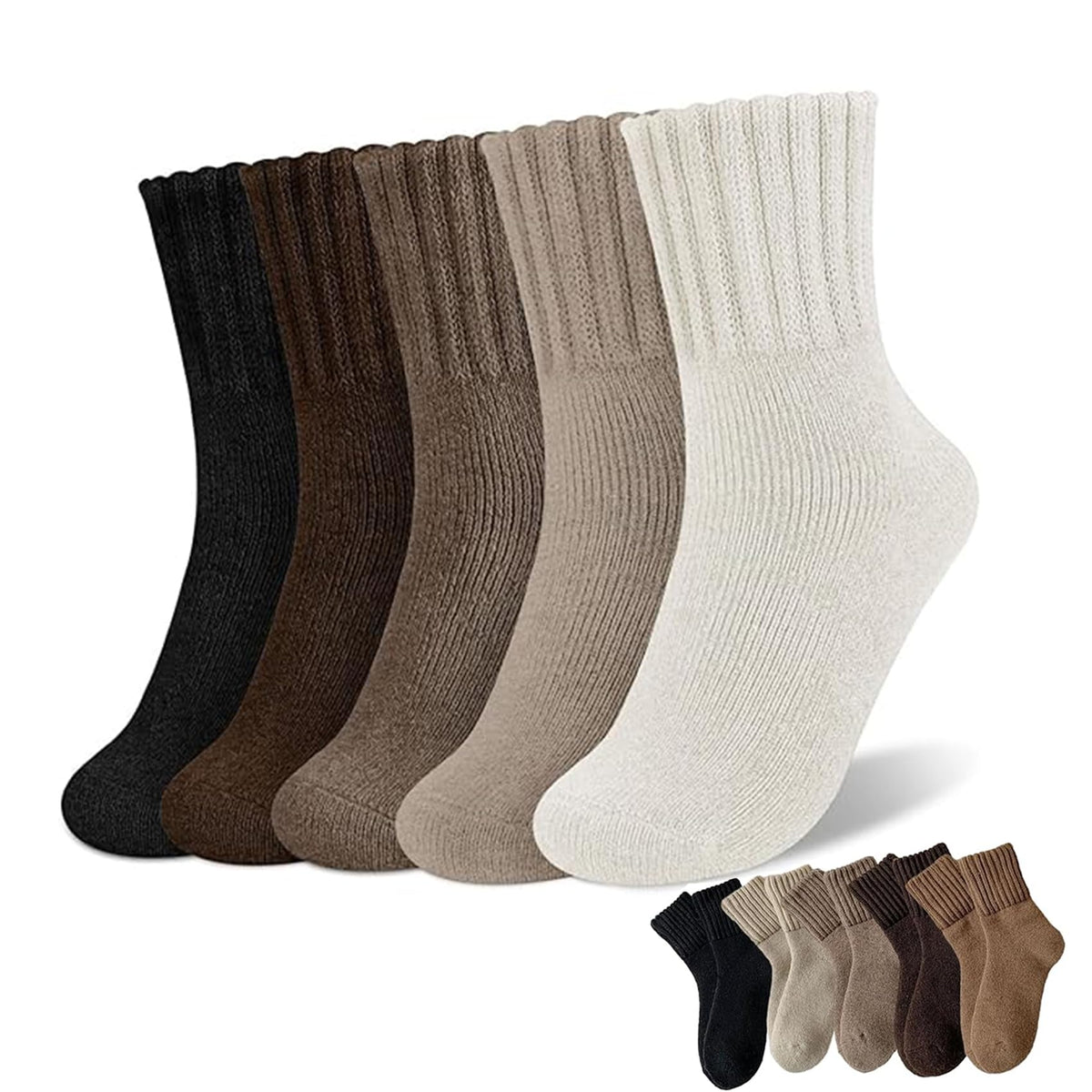 Generic Women's Solid Mid-Calf Socks packaging shows five pairs for daily wear.