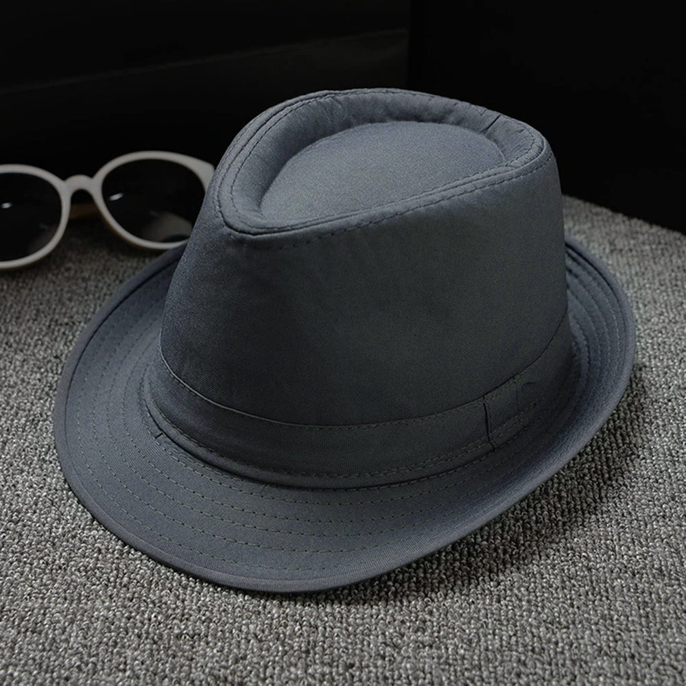 Versatile fedora hat in grey, suitable for men and women outfits.