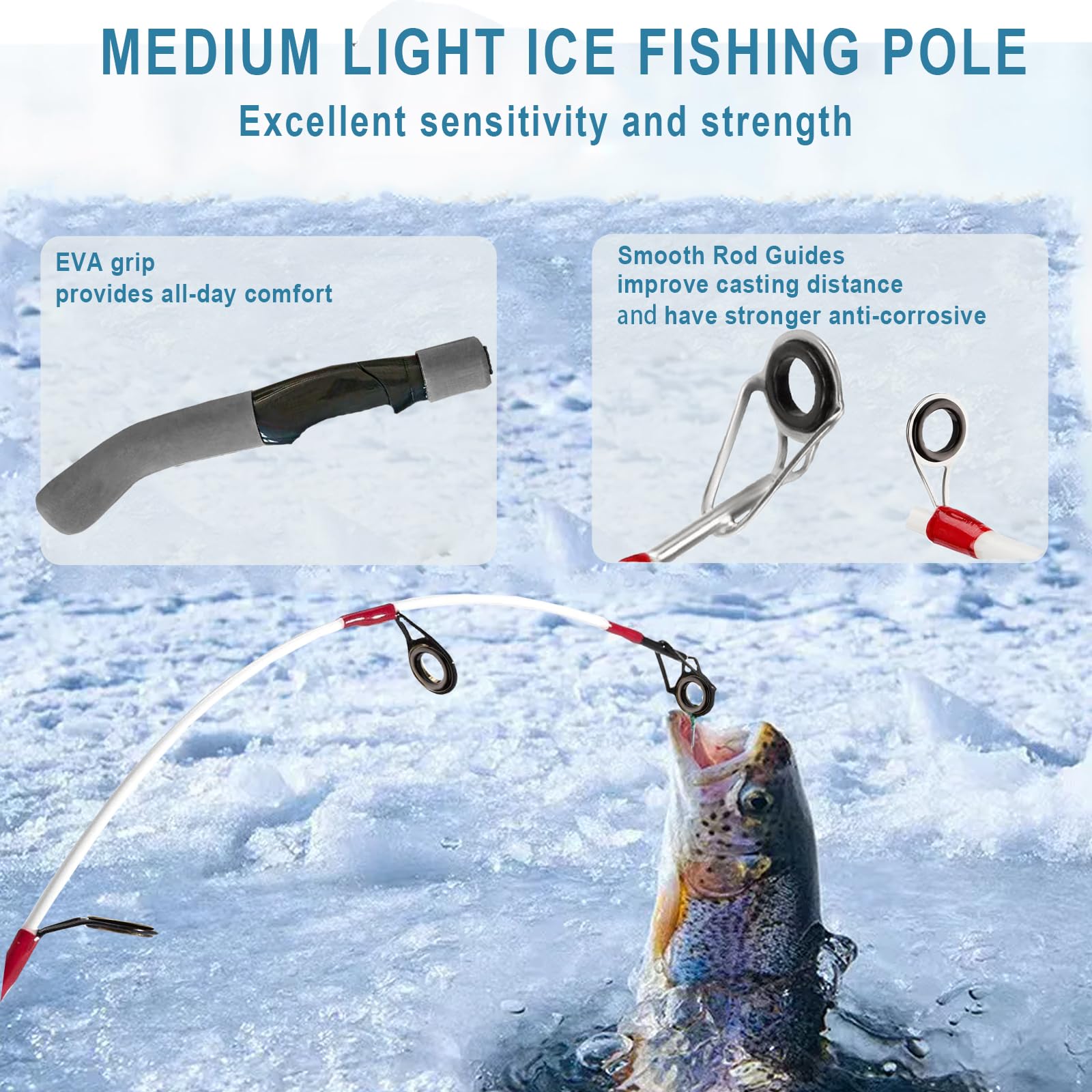Generic fiberglass composite ice fishing rod offers rugged performance in cold water