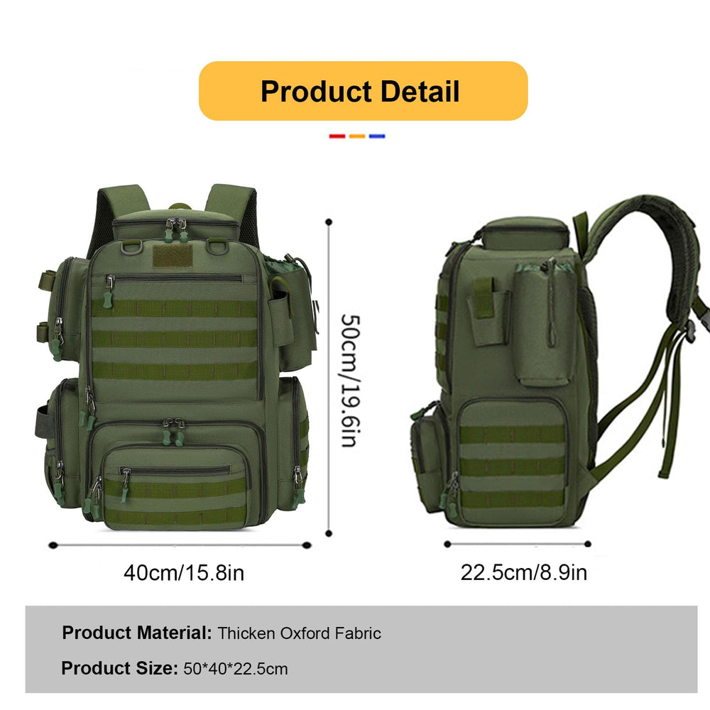 Generic fishing backpack with hydration sleeve for on-the-water hydration.