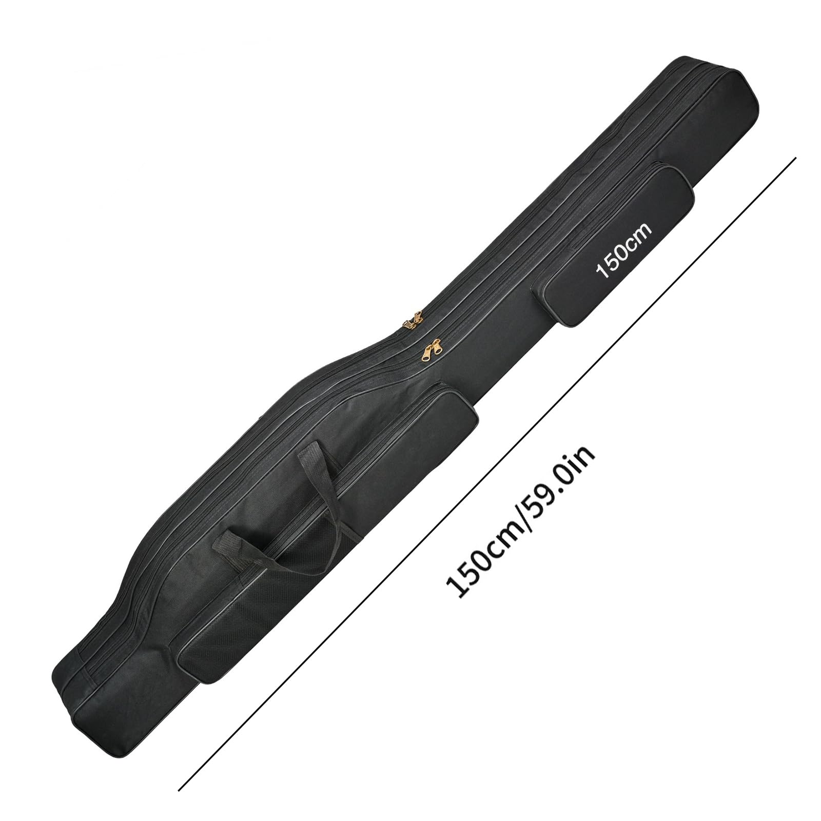 Generic fishing pole case folds to fit in a backpack for travel