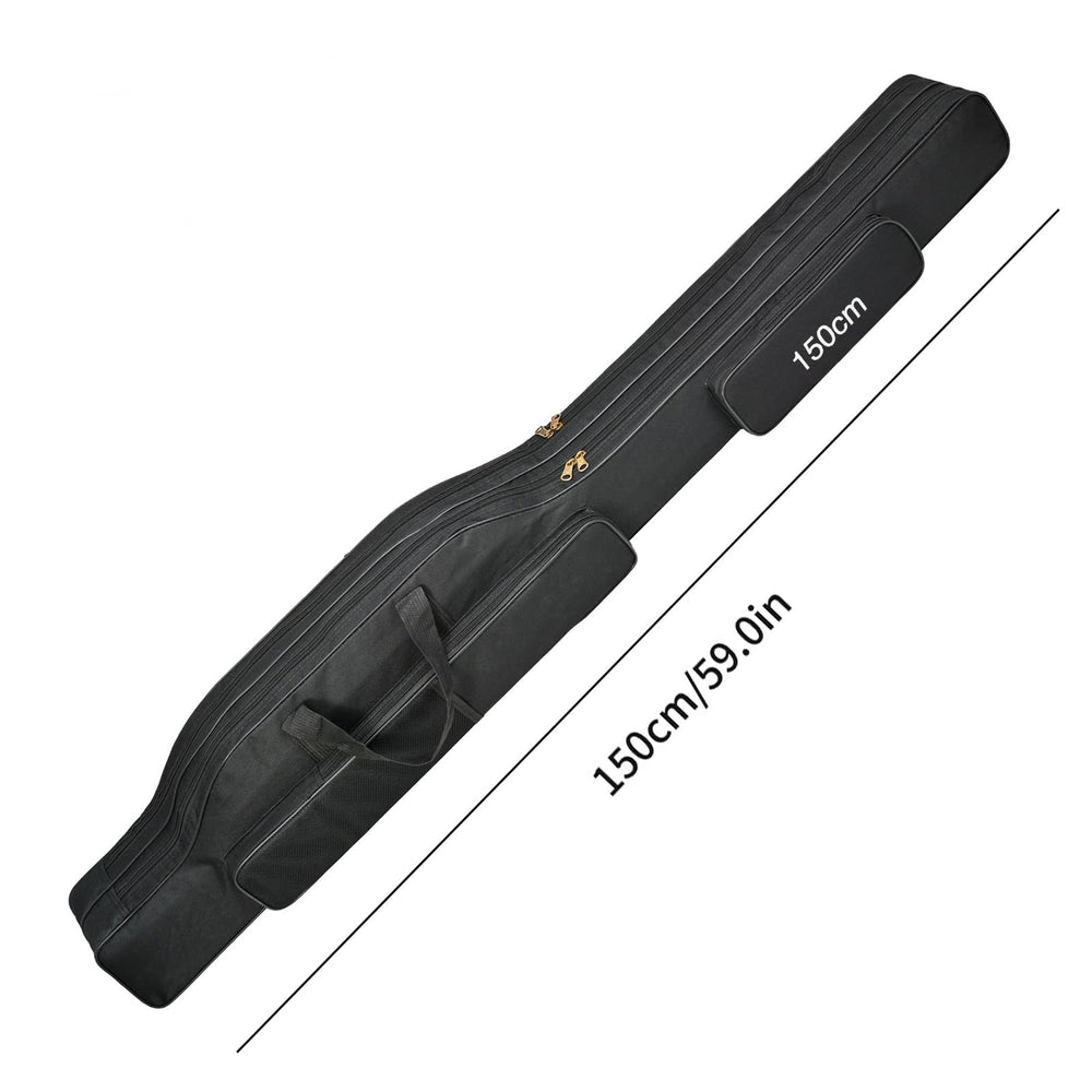 Generic fishing pole case folds to fit in a backpack for travel