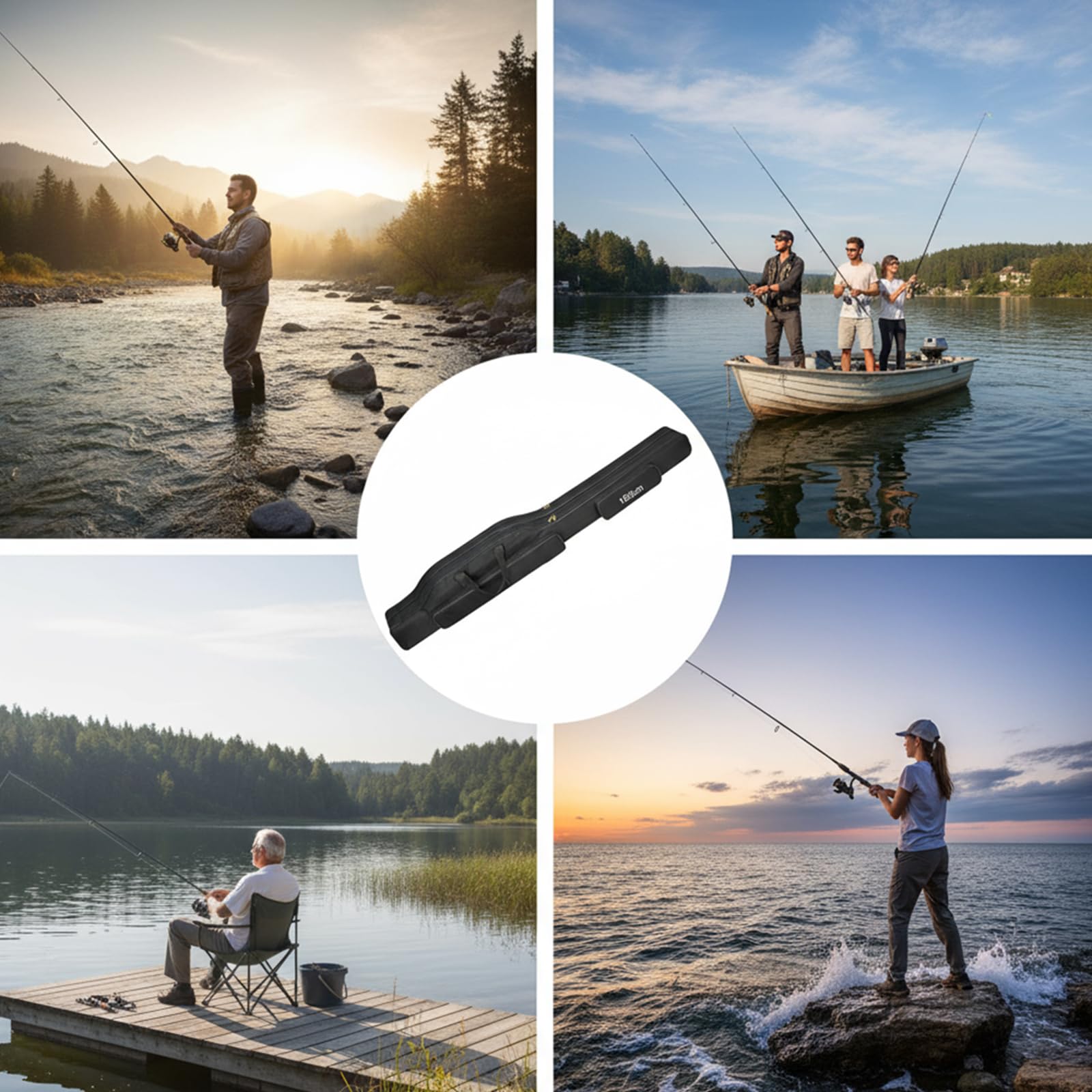 Generic fishing pole case made from durable 600D Oxford fabric