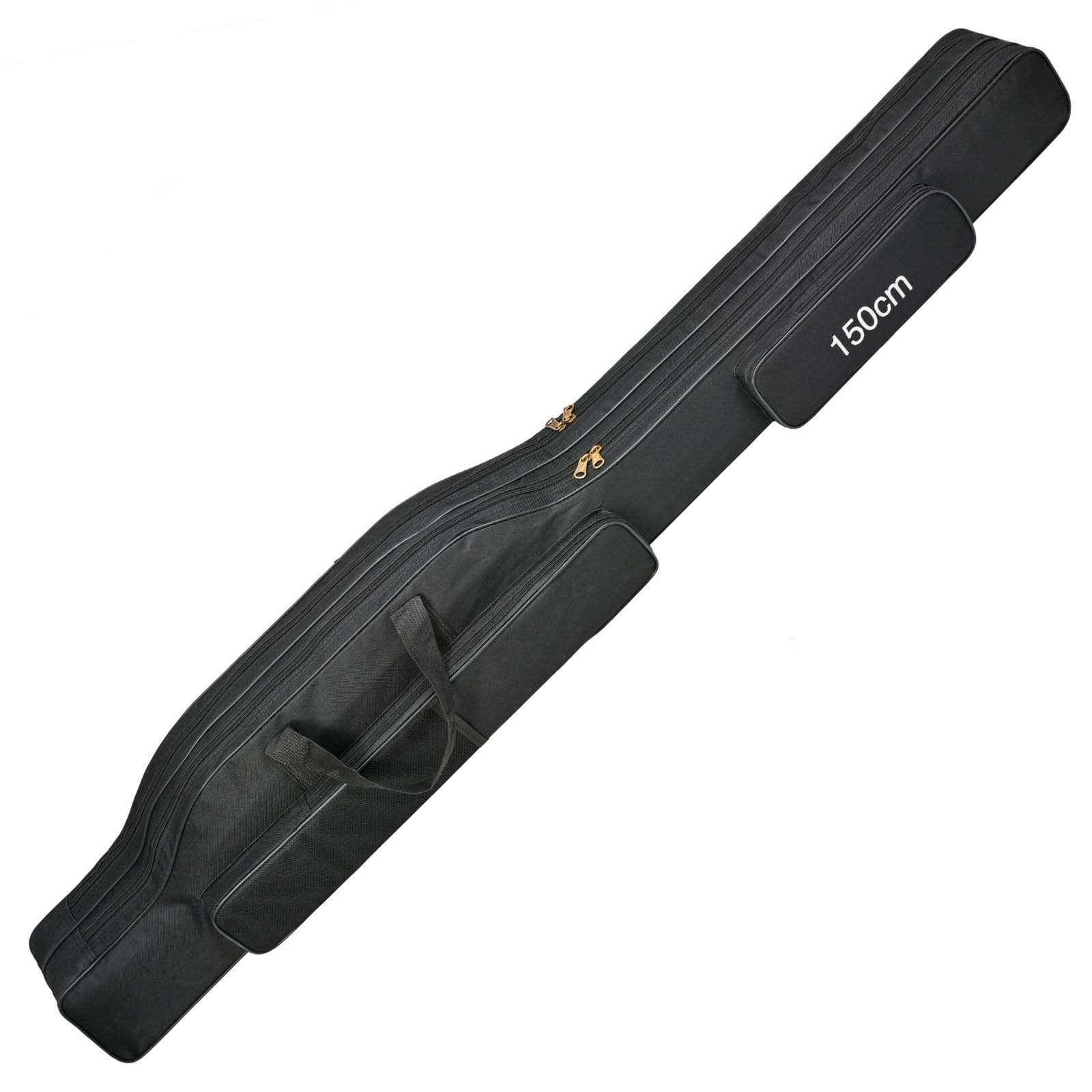 Generic fishing pole case with two main compartments keeps rods organized and protected