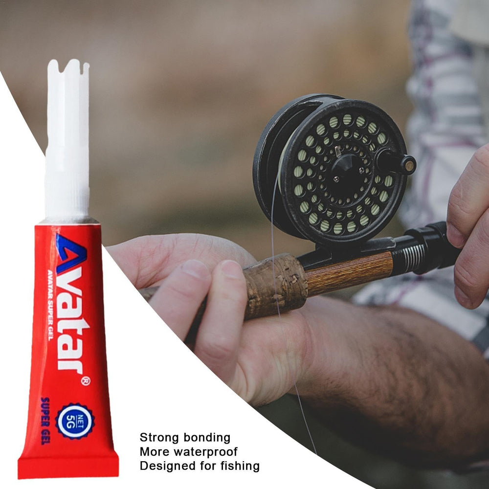 Generic Fishing Pole Glue fast-curing action speeds repairs.