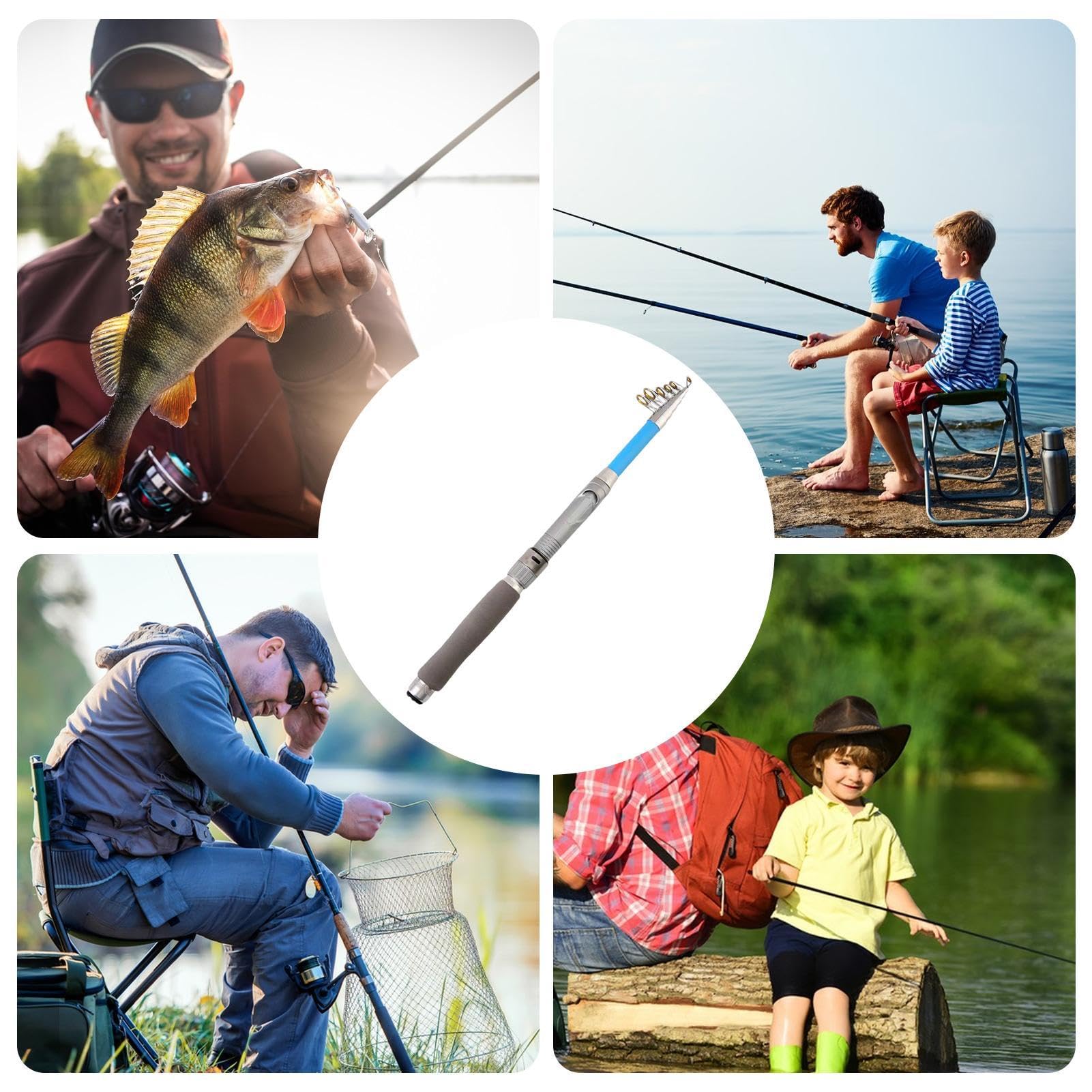 Generic Fishing Rod: portable travel rod fits in a backpack for trips.