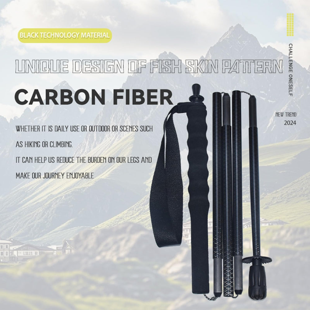 Generic foldable trekking poles fit neatly into a backpack.