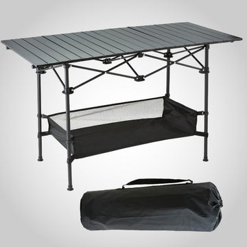 Generic table doubles as craft or utility surface at home.