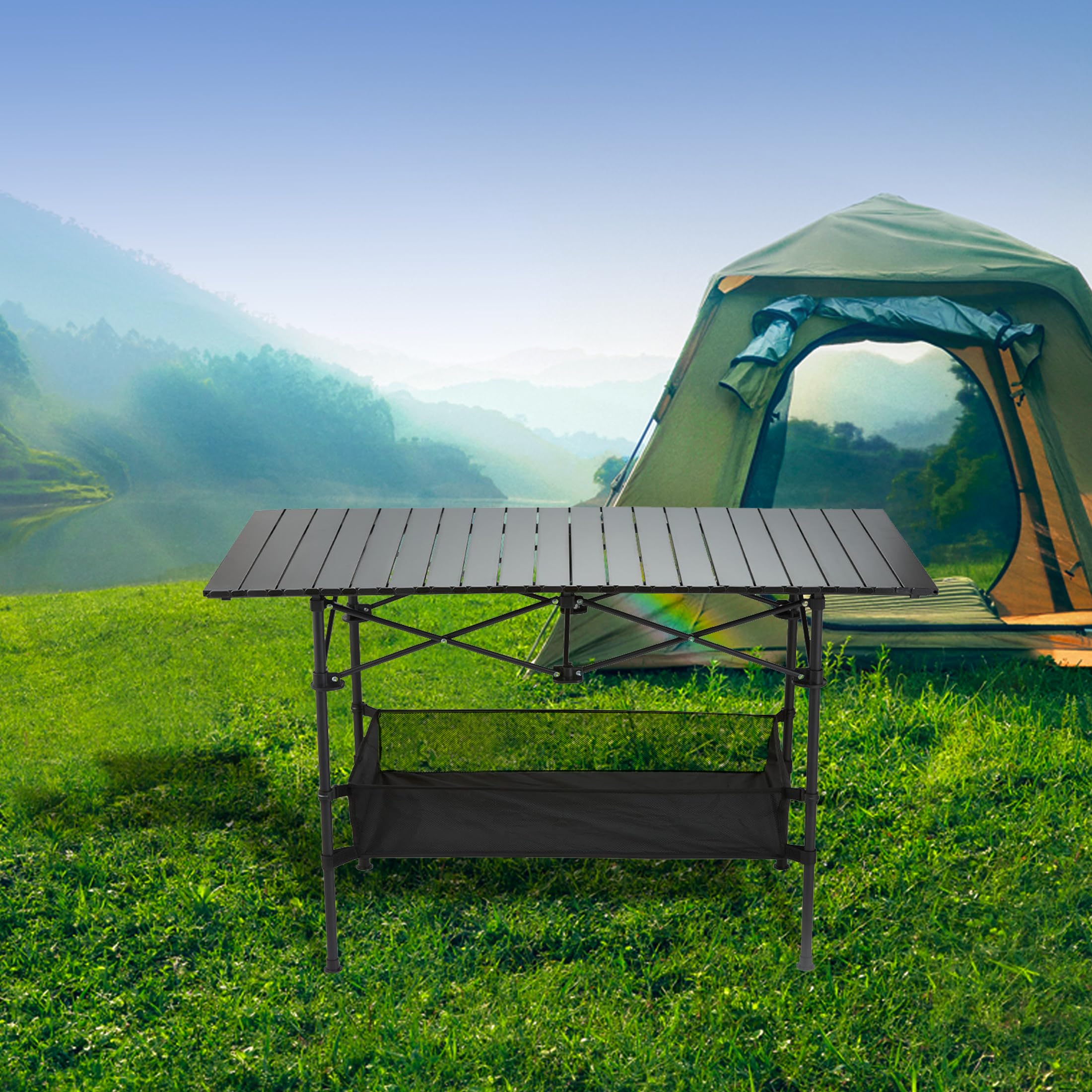 Generic folding table ideal for indoor and outdoor use.