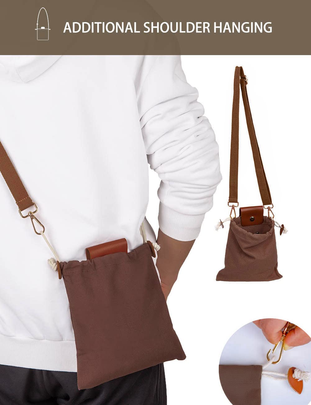 Generic Foraging Bag adjustable strap in use for comfortable hiking