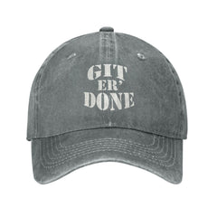 Generic Get Er Done Hat side view highlights adjustable closure for a secure fit.