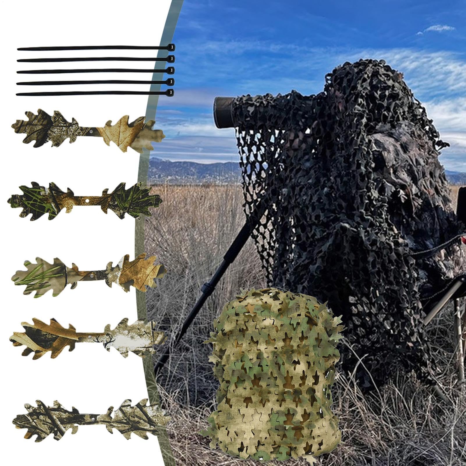Generic Ghillie Leaf Scrim compact-lightweight design enables quick setup in tight spaces.