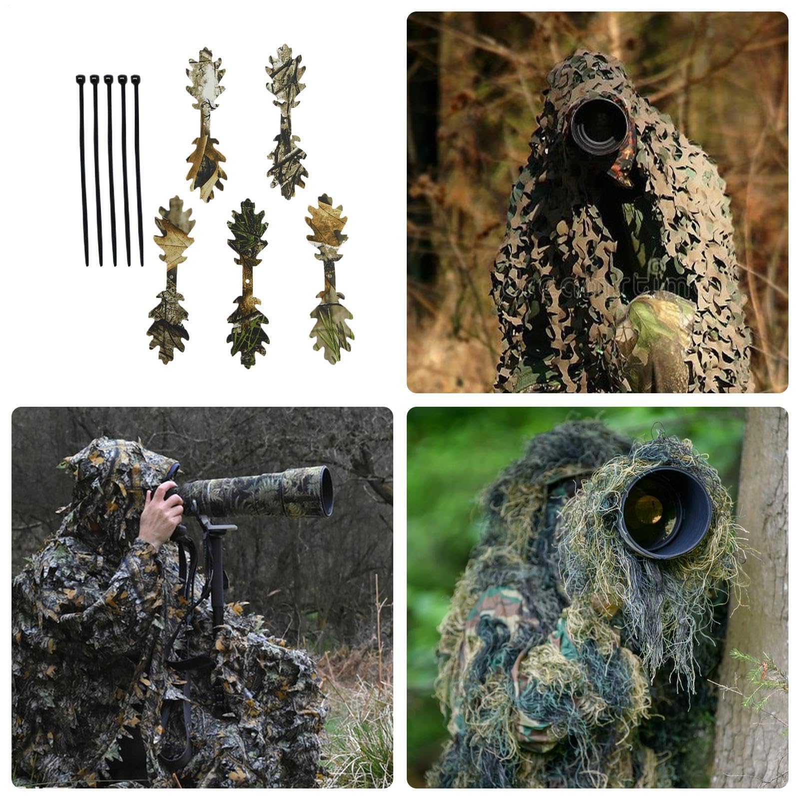 Generic Ghillie Leaf Scrim multi-location-use suits jungles, deserts, and diverse environments.