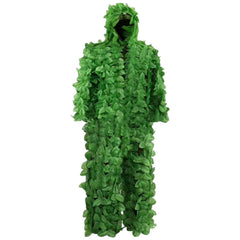 Generic Gilly Hunting Suit with leafy camo front view for wildlife concealment