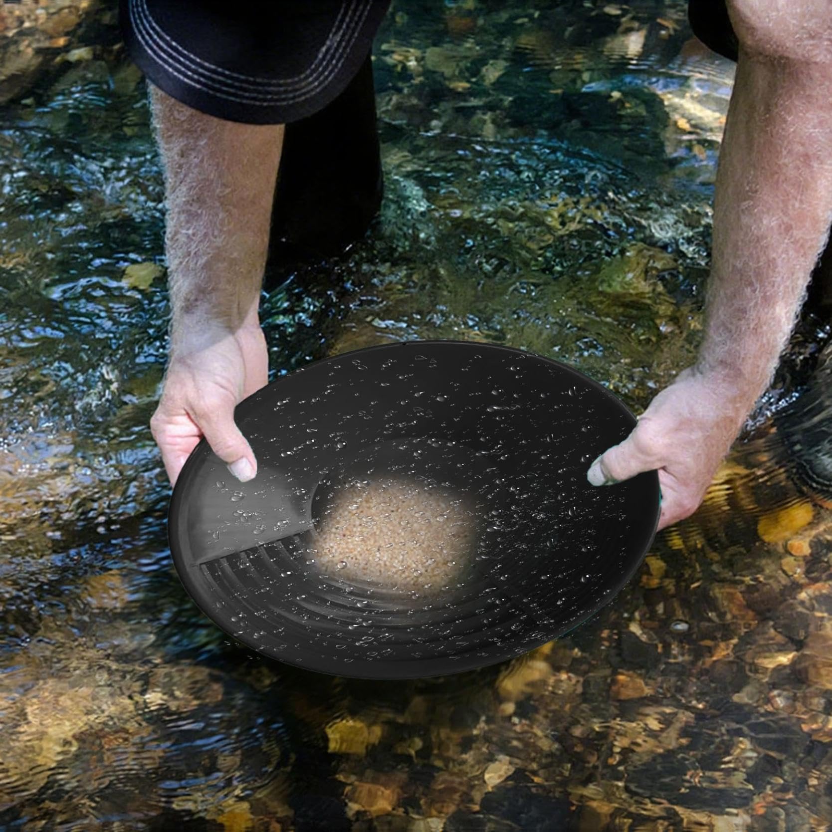 Generic Gold Pan multi-stage riffle inside shows trap design for heavier particles.