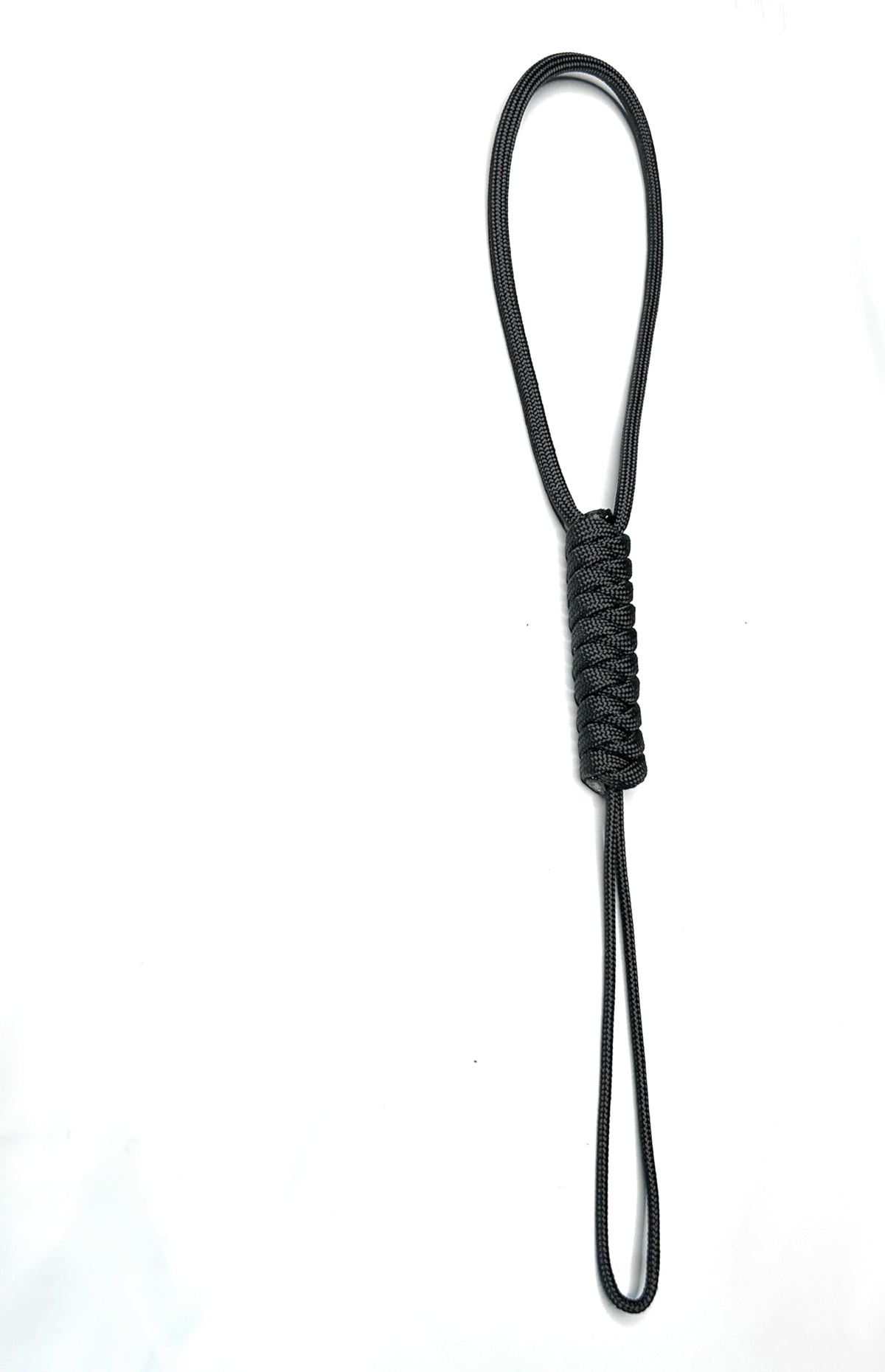 Generic handcrafted paracord knife lanyard in black for secure grip