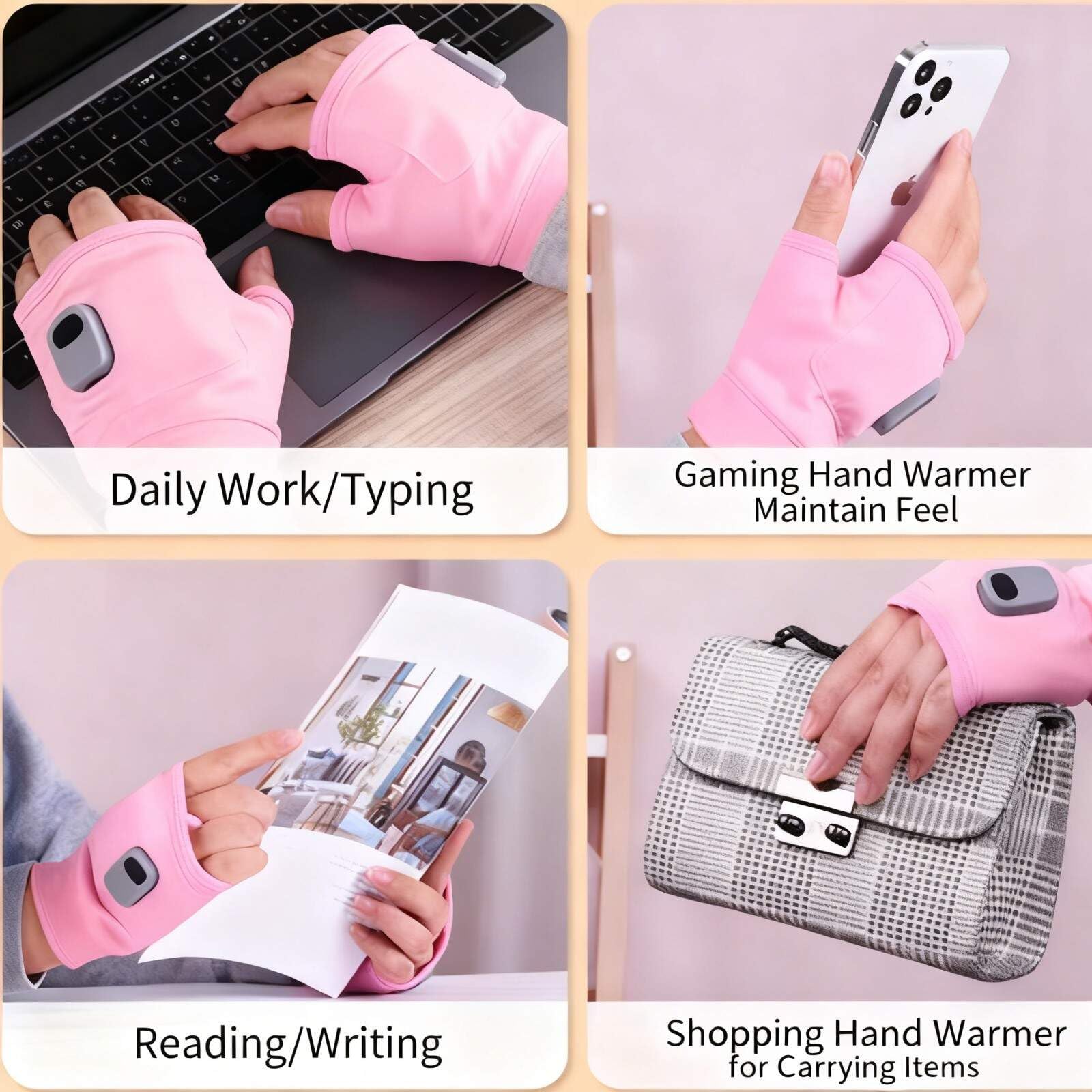 Generic heated gloves in pink offering stylish warmth and practicality
