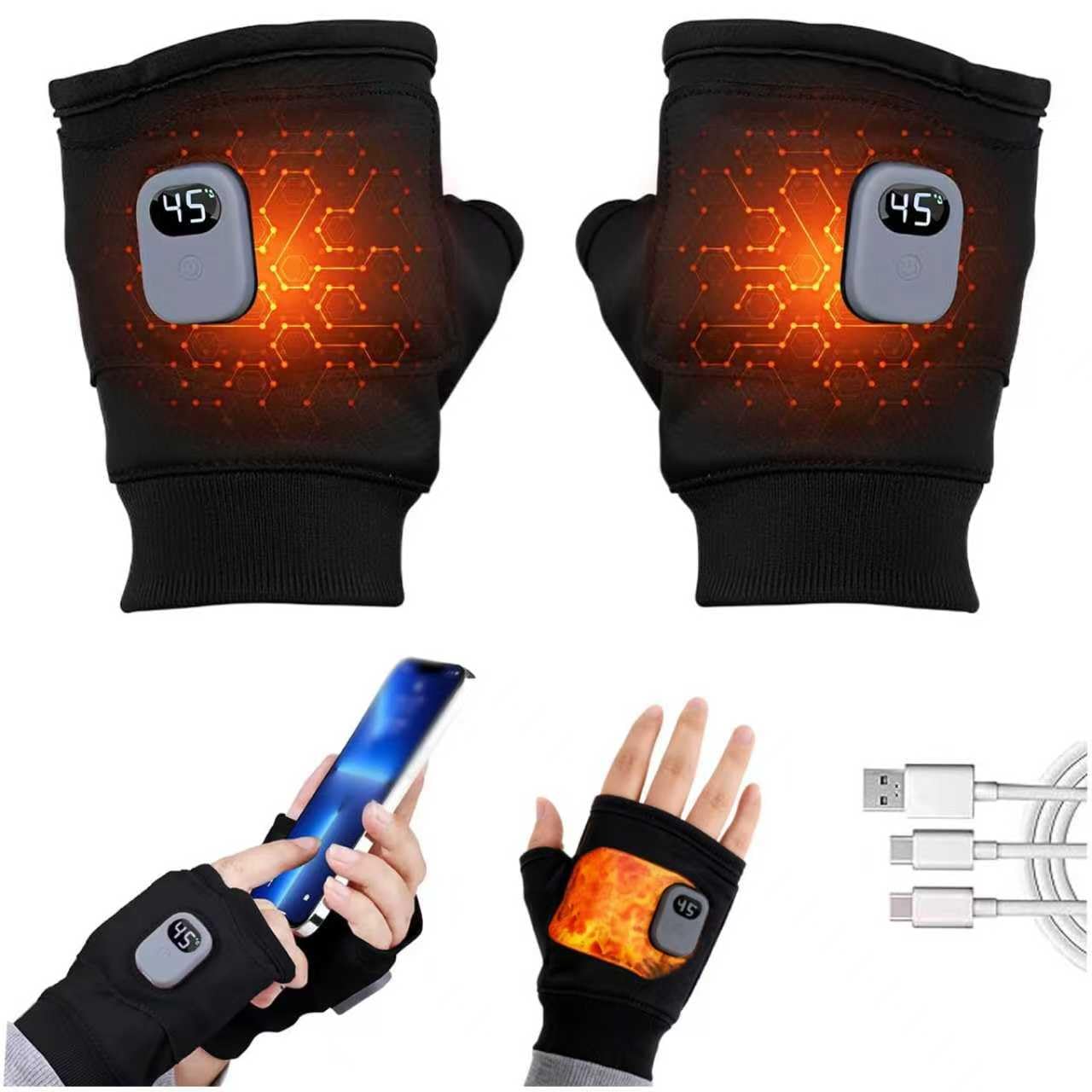 Generic heated gloves for women with digital display for precise temperature control
