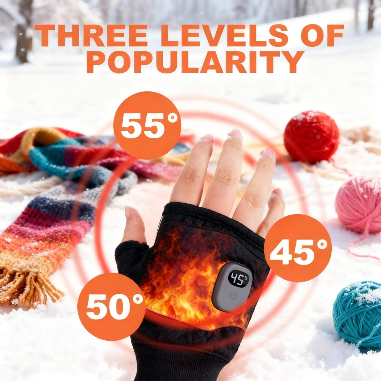 Generic heated gloves with fingerless design enabling device use while staying warm