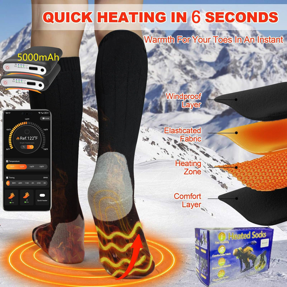Generic heated socks ergonomic design contours to the leg for comfort
