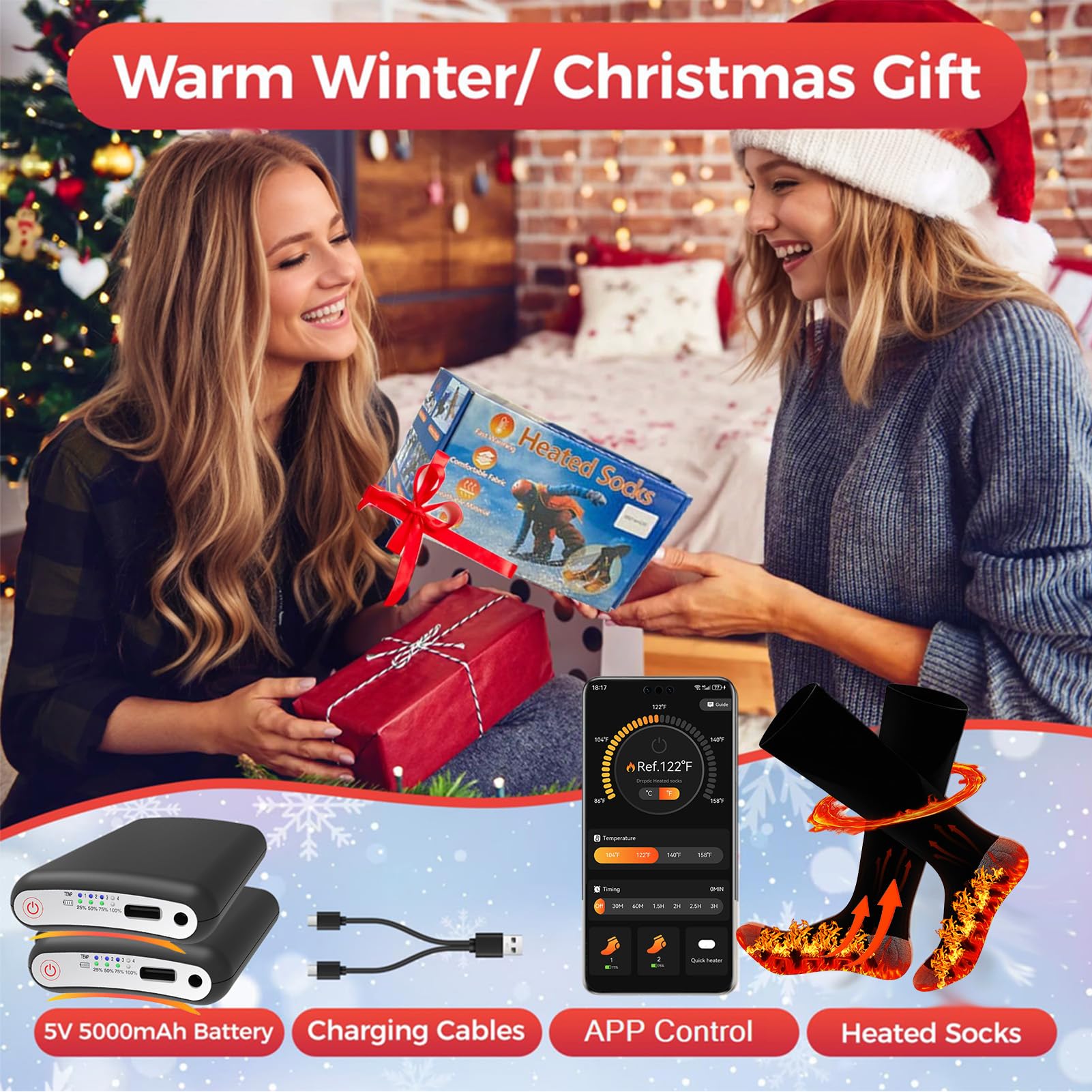 Generic heated socks winter gift packaging ready for gifting