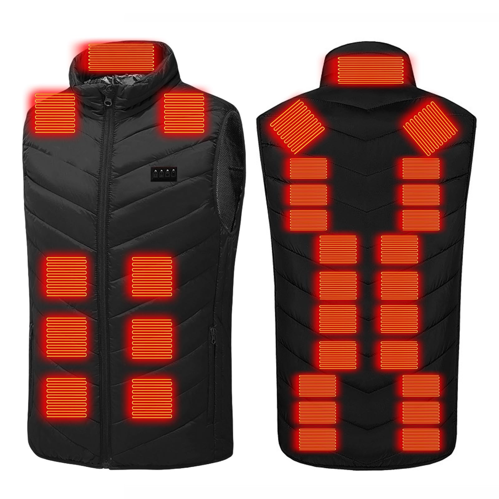 Generic heated vest control panel with four adjustment options for precise warmth.