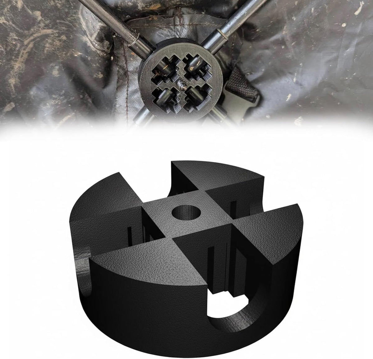 Generic hunting blind hub replacement for Muddy Buddy enhances tent-pole stability in the field