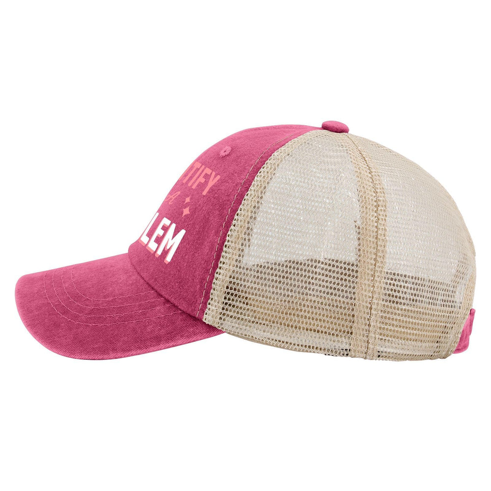 Generic I Identify As A Problem Sun Hat back buckle detail for secure sizing
