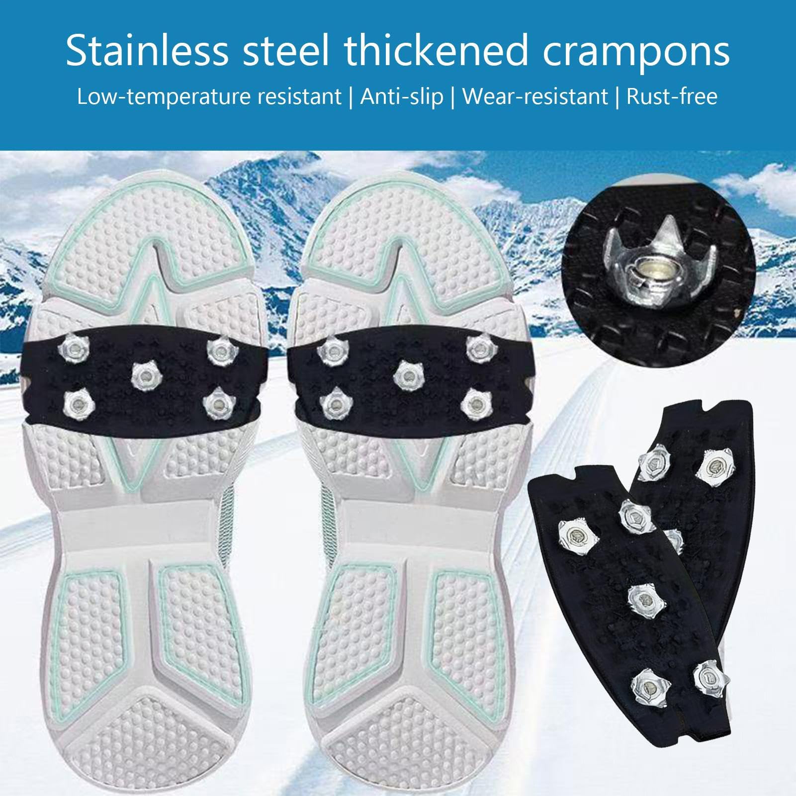 Generic Ice Cleats fit in backpacks or glove compartments for storage