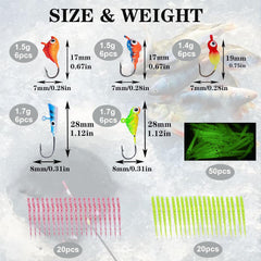 Generic bright jig and lure set for attracting fish across water conditions
